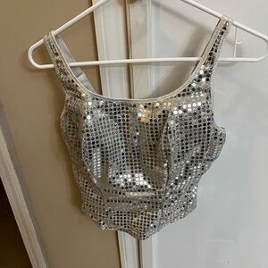 Lane Bryant Silver Sequin Crop Top
